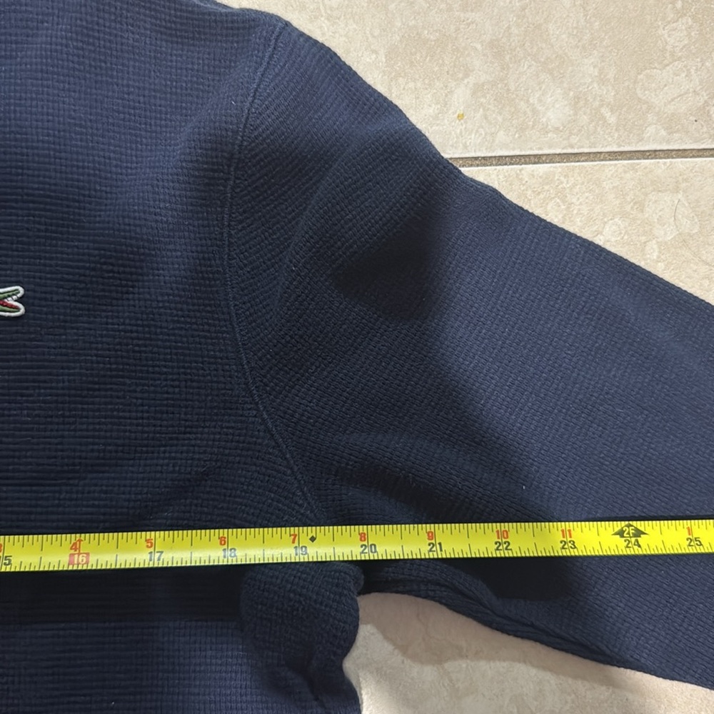 Lacoste Men's Long Sleeve Henley Waffle Knit T-Shirt in Navy Blue Medium - Picture 5 of 7